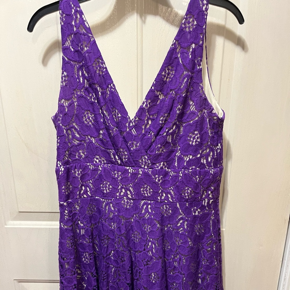 Julian Taylor Vibrant Purple Backless Lace Dress
